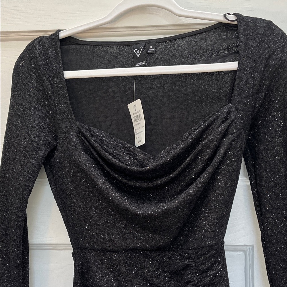 Windsor Black Shimmer Long Sleeve Dress